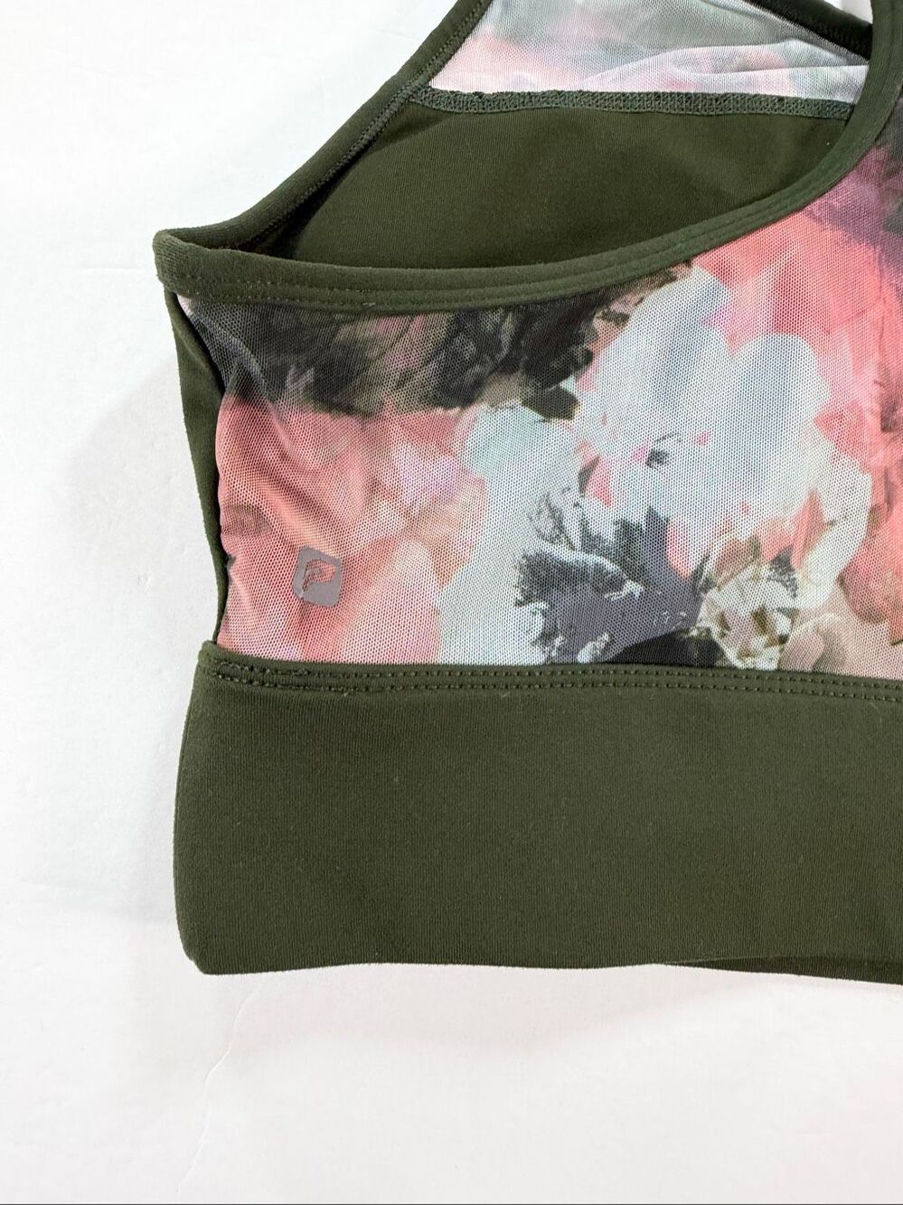 Fabletics Marcia Sports Bra Olive Secret Garden Floral Mesh Size L? Missing Tag - Picture 4 of 9